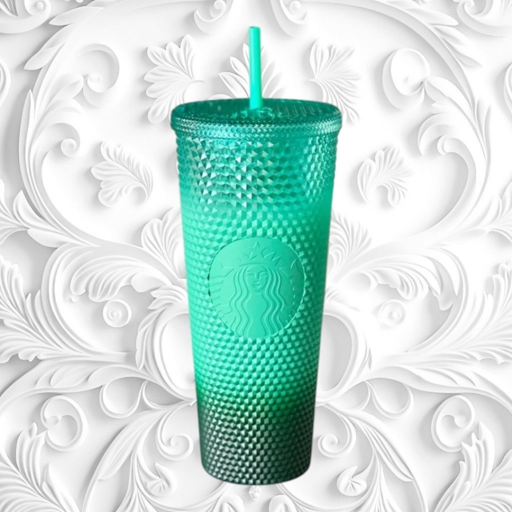 NEW Starbucks Diamond Texture Tumbler Venti 24 Oz Green Ombre Gradient 2022